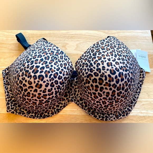 Leopard Print Padded Bra with Black Straps - Picture 4 of 5